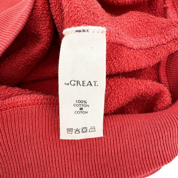 The GREAT. The Short Sleeve Puff Sweatshirt. Washed Red - Picture 6 of 9